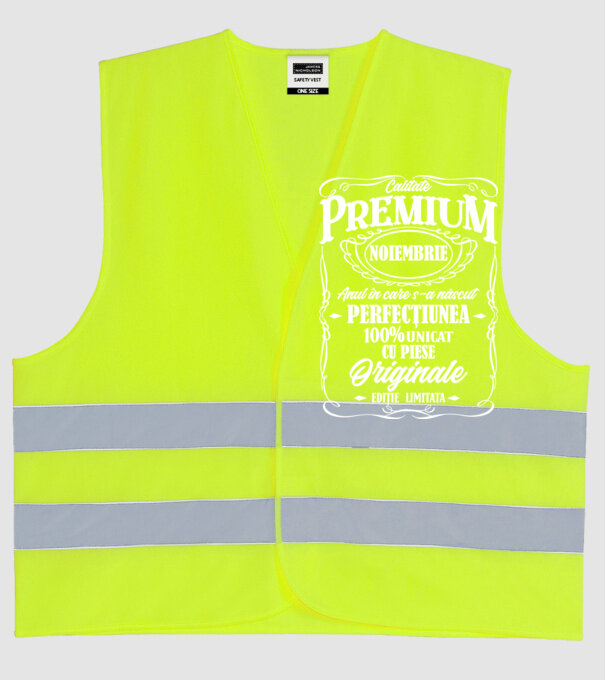 calitate premium -noiembrie - anul în care s-a născut - perfecțiunea - 100% unicat, cu piese originale, ediție limitată model galben neon pe tricou