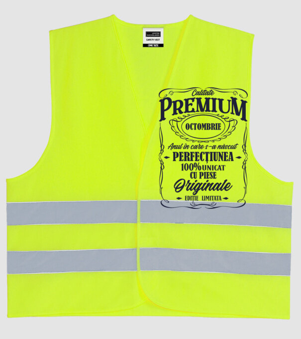 calitate premium -octombrie - anul în care s-a născut - perfecțiunea - 100% unicat, cu piese originale, ediție limitată model galben neon pe tricou