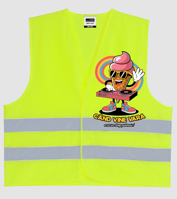 Când vine vara, e ca un drop puternic! model galben neon pe tricou