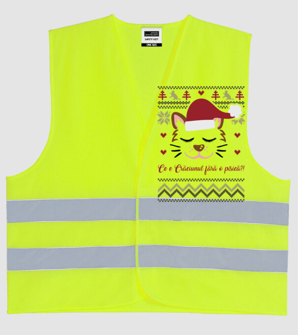 Ce e Crăciunul fără o pisică?! model galben neon pe tricou