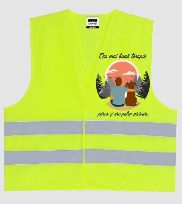 cea mai bună terapie - păros și are patru picioare model galben neon pe tricou