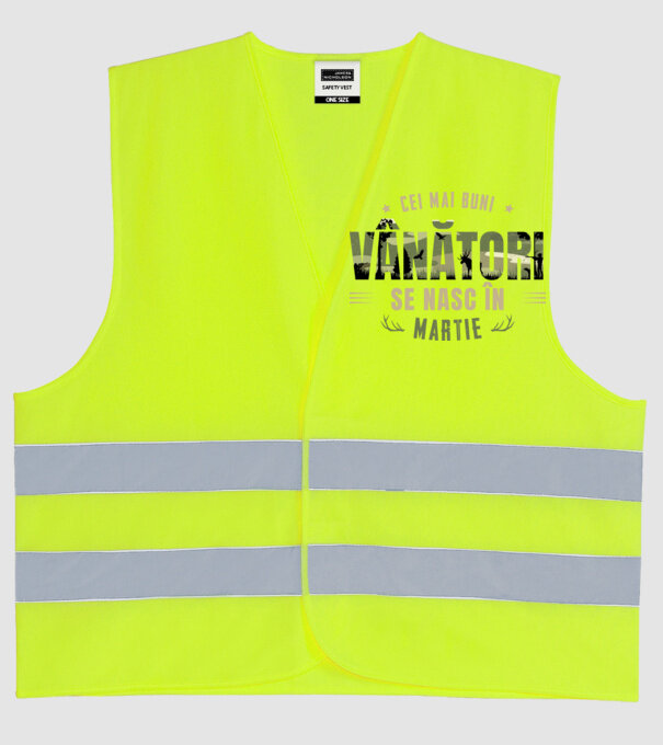 Cei mai buni vânători se nasc în martie model galben neon pe tricou