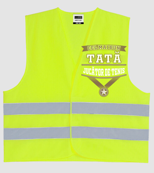 Cel mai bun tată jucător de tenis model galben neon pe tricou