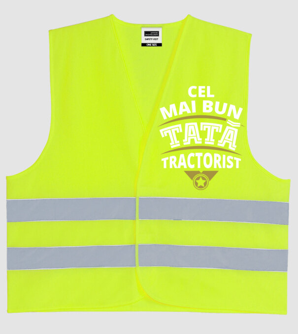 Cel mai bun tată tractorist model galben neon pe tricou