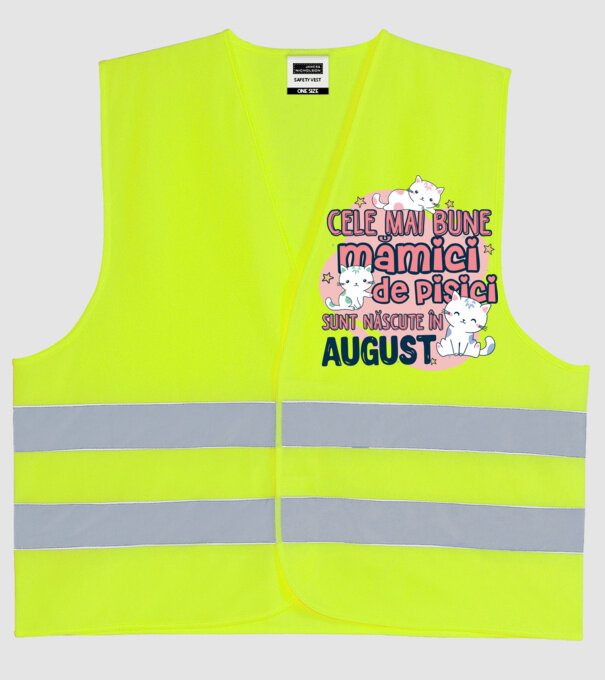 Cele mai bune mămici de pisici August model galben neon pe tricou