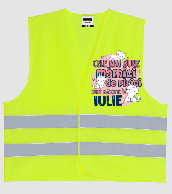 Cele mai bune mămici de pisici iulie model galben neon pe tricou