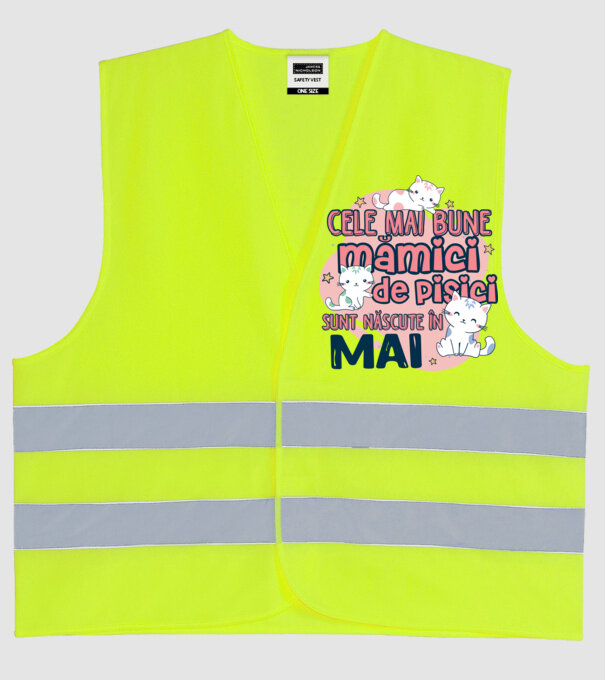 Cele mai bune mămici de pisici Mai model galben neon pe tricou