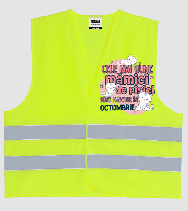Cele mai bune mămici de pisici octombrie model galben neon pe tricou