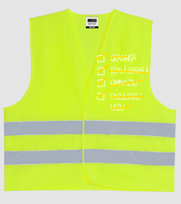 Cheklist educație - Facultate negru model galben neon pe tricou