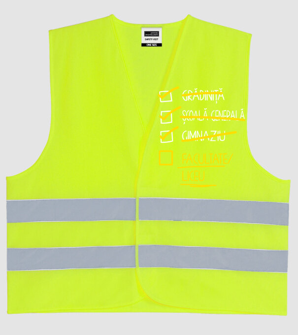 Cheklist educație - Gimnaziu negru model galben neon pe tricou
