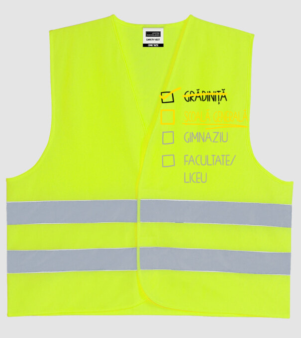 Cheklist educație - grădiniță alb model galben neon pe tricou