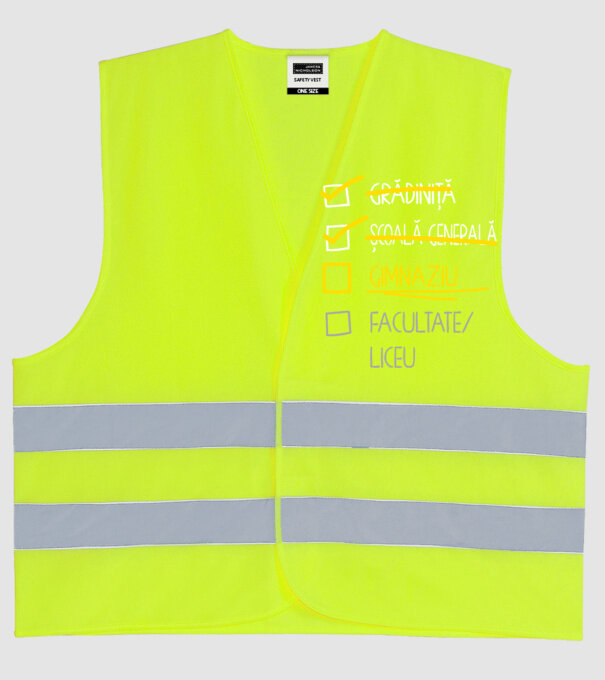 Cheklist educație - Școala primară negru model galben neon pe tricou