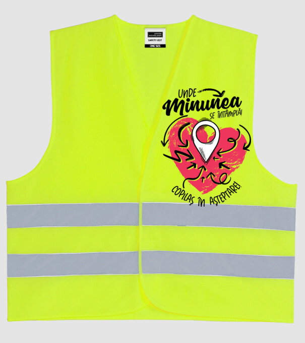 Copilaș în așteptare model galben neon pe tricou