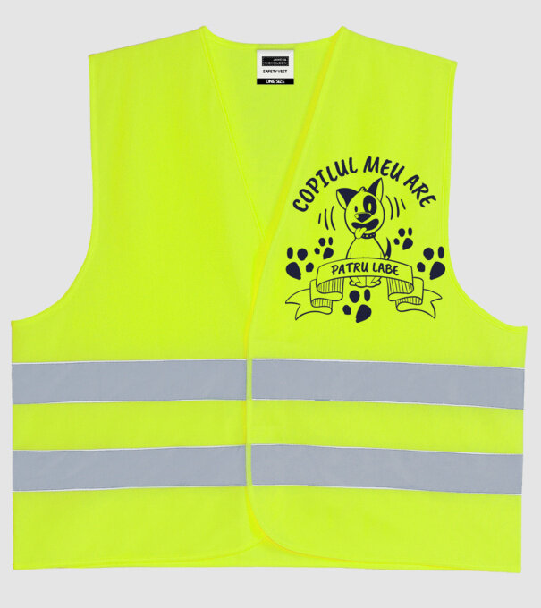 Copilul meu are patru labe model galben neon pe tricou