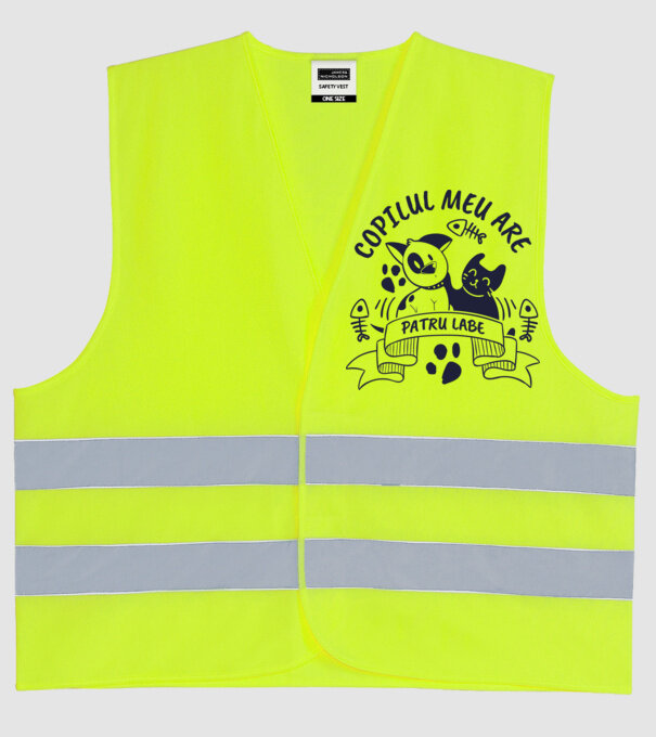 Copilul meu are patru labe model galben neon pe tricou