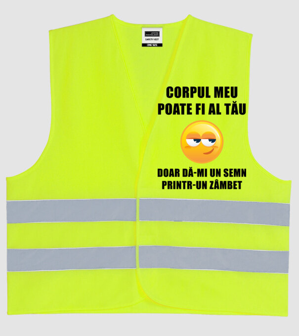 corpul meu poate fi al tău, doar dă-mi un semn printr-un zâmbet model galben neon pe tricou