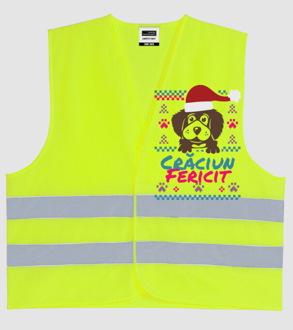 Crăciun Fericit câine model galben neon pe tricou