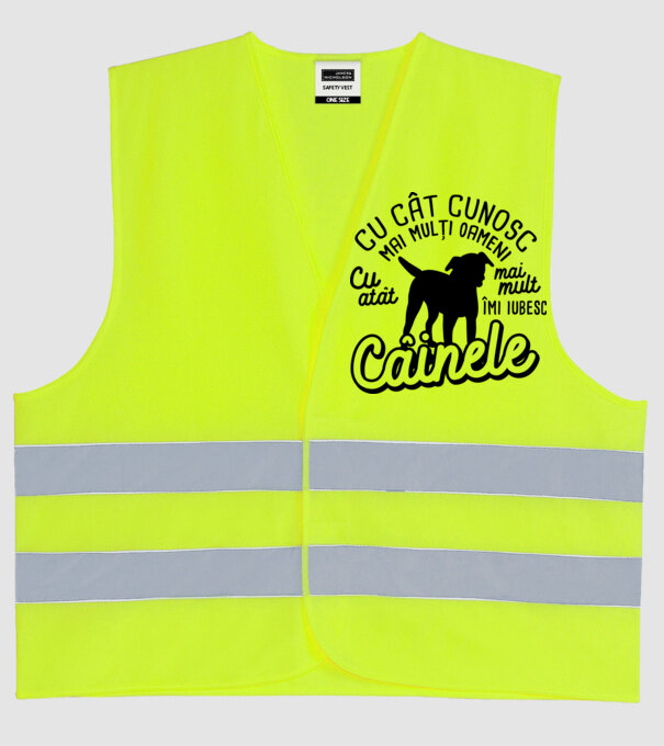 Cu cât cunosc mai mulți oameni, cu atât mai mult îmi iubesc câinele model galben neon pe tricou