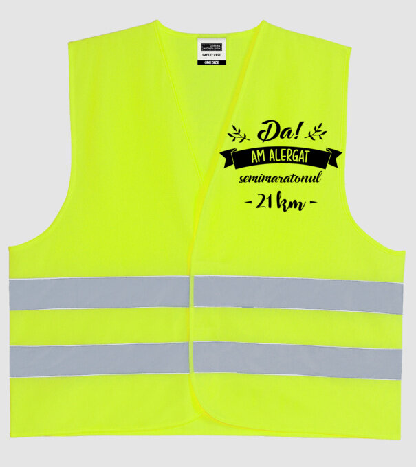 Da, am alergat semimaratonul - 21 km model galben neon pe tricou