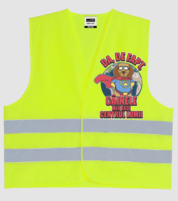 Da, de fapt, câinele meu este centrul lumii... model galben neon pe tricou