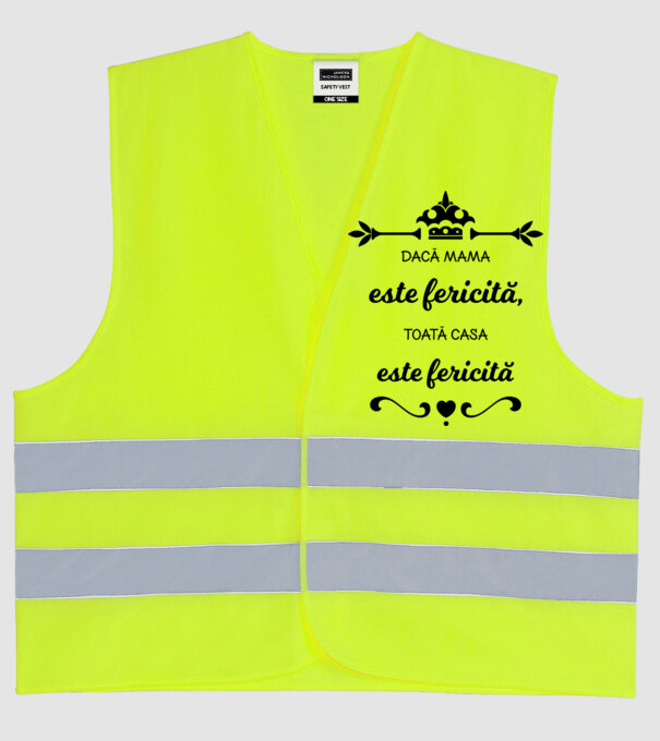 dacă mama este fericită, toată casa este fericită model galben neon pe tricou
