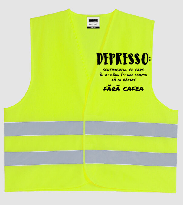 depresie: sentimentul pe care îl ai când îți dai seama că ai rămas fără cafea model galben neon pe tricou