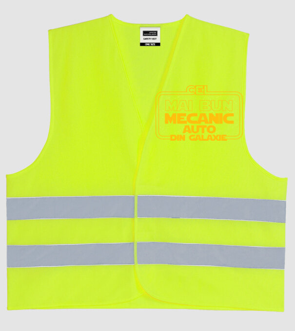 Cel mai bun mecanic auto din galaxie model galben neon pe tricou