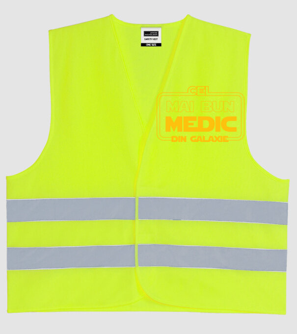 Cel mai bun medic din galaxie model galben neon pe tricou