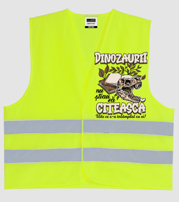 Dinozaurii nu știau să citească model galben neon pe tricou