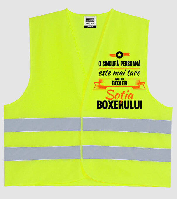 doar o persoană este mai tare decât un boxer, soția boxerului model galben neon pe tricou
