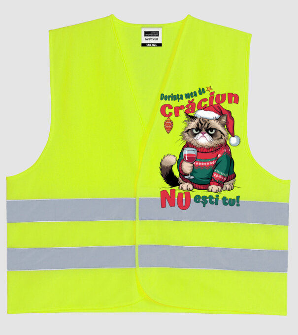 Dorința mea de Crăciun nu ești tu! pisică model galben neon pe tricou