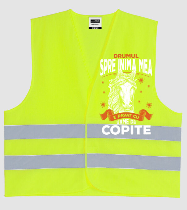 drumul spre inima mea e pavat cu urme de copite model galben neon pe tricou