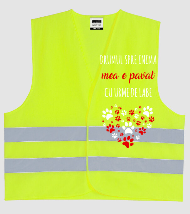 Drumul spre inima mea e pavat cu urme de labe model galben neon pe tricou