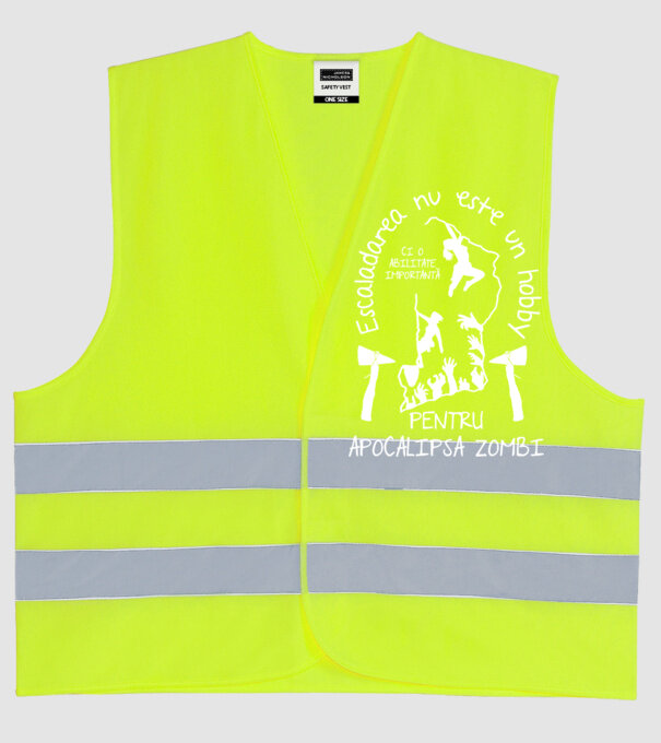 Escaladarea nu este un hobby, ci o abilitate importantă pentru apocalipsa zombi model galben neon pe tricou