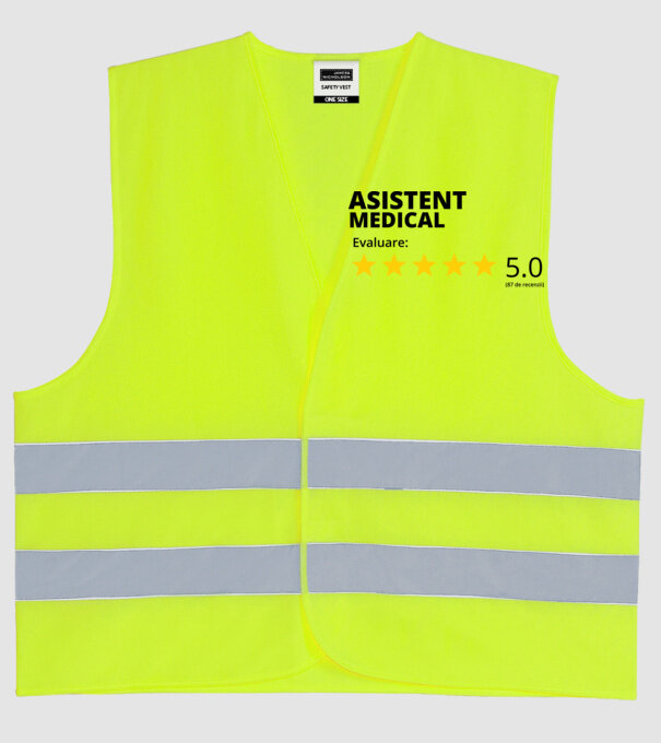 Evaluare - ASISTENT MEDICAL model galben neon pe tricou