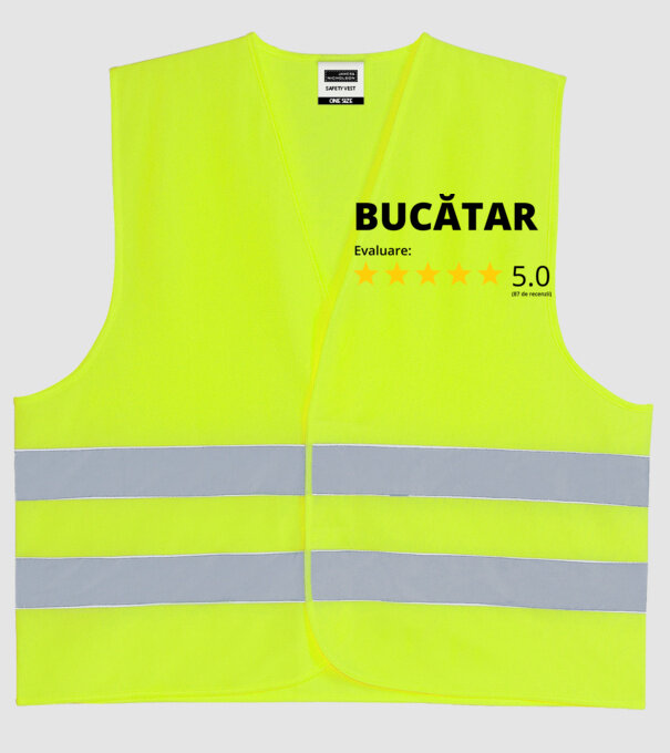 Evaluare - BUCĂTAR model galben neon pe tricou