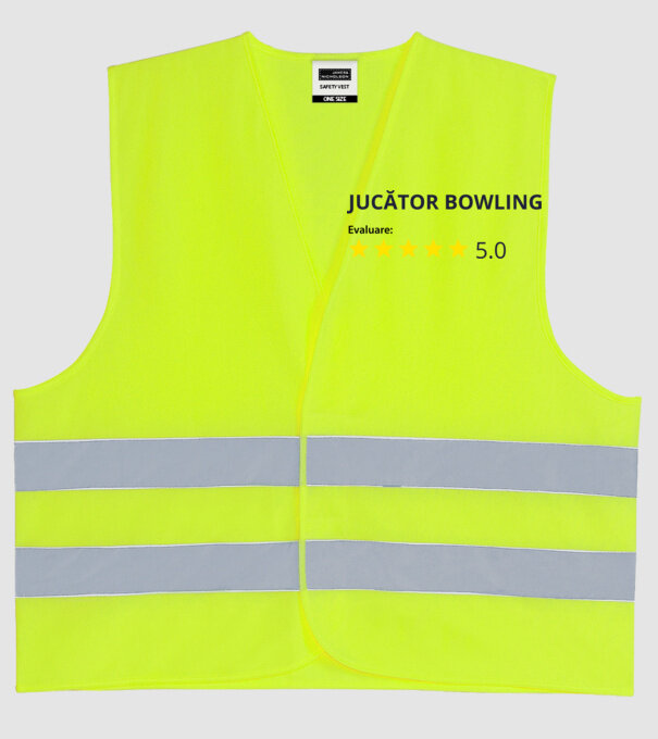 evaluare: jucător bowling de 5 stele model galben neon pe tricou