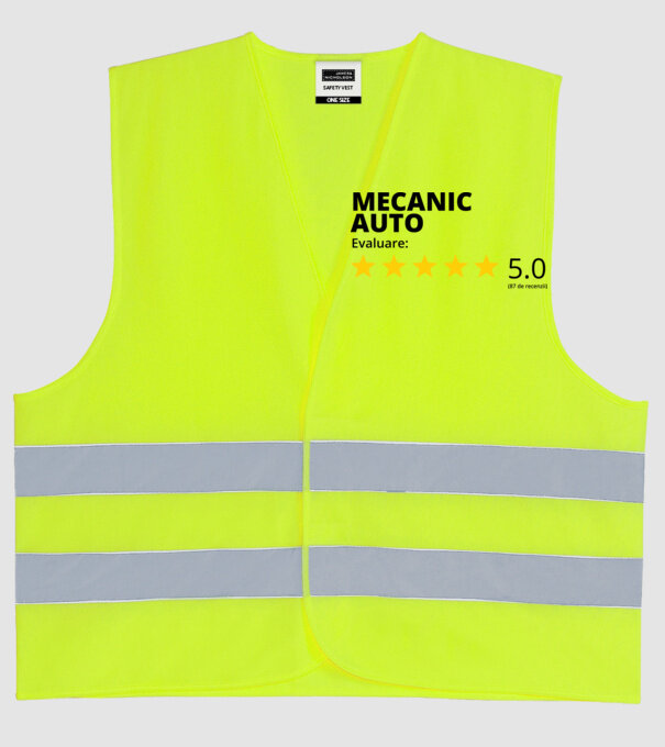 Evaluare - MECANIC AUTO model galben neon pe tricou