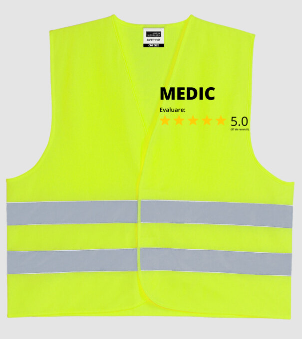 Evaluare - MEDIC model galben neon pe tricou