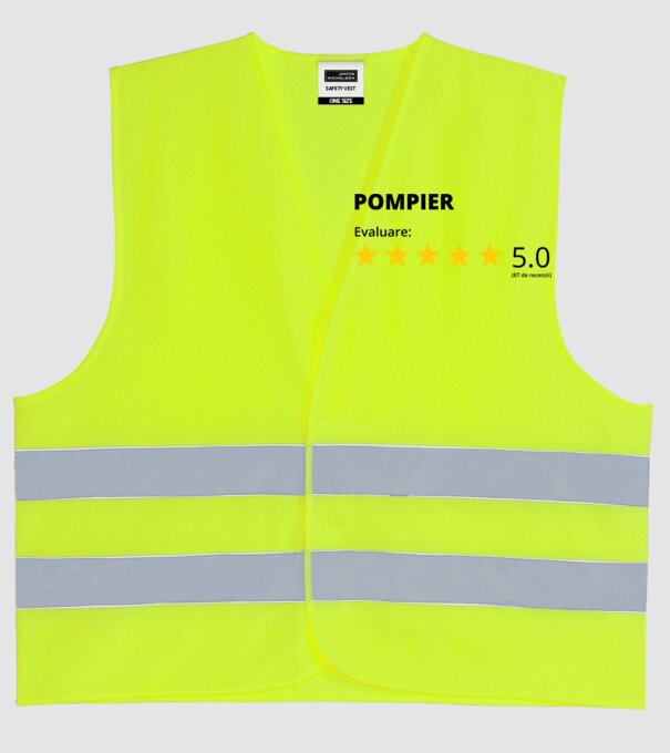 Evaluare - POMPIER model galben neon pe tricou