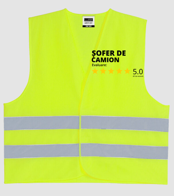 Evaluare - ȘOFER DE CAMION model galben neon pe tricou