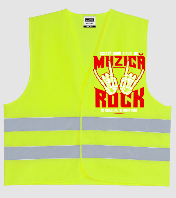 există două tipuri de muzică, rock și celelalte rahaturi model galben neon pe tricou