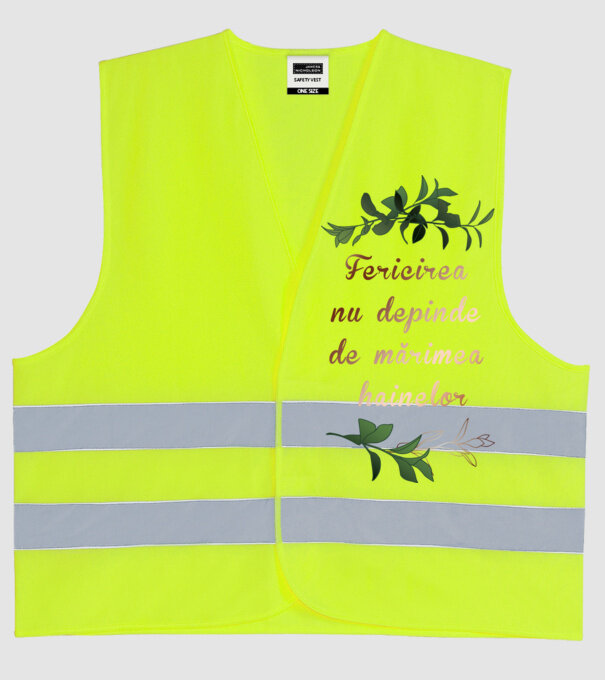 fericirea nu depinde de mărimea hainelor model galben neon pe tricou