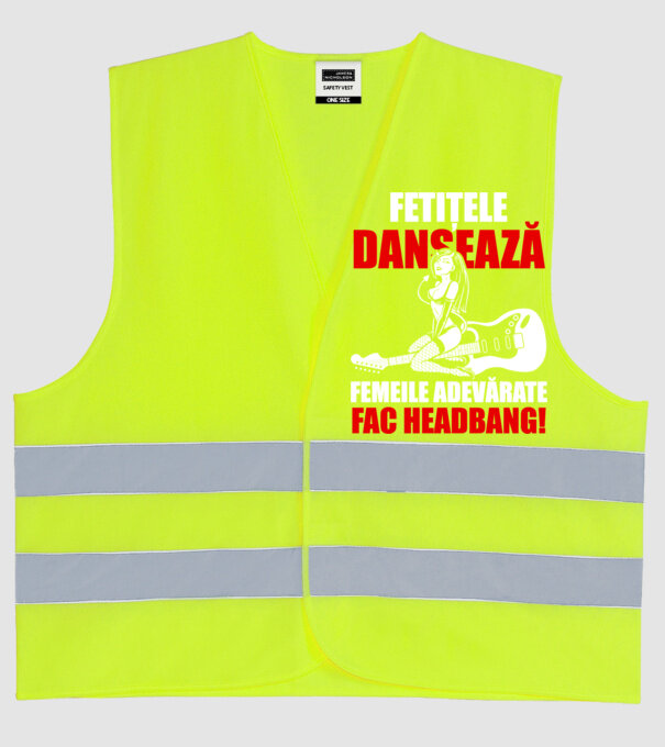 fetițele dansează, femeile adevărate fac headbang! model galben neon pe tricou