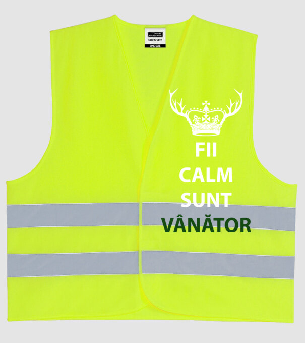 fii calm, sunt vânător model galben neon pe tricou