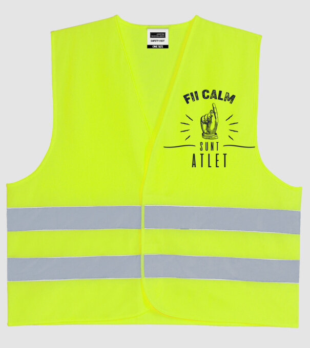 Fii calm, sunt ATLET model galben neon pe tricou