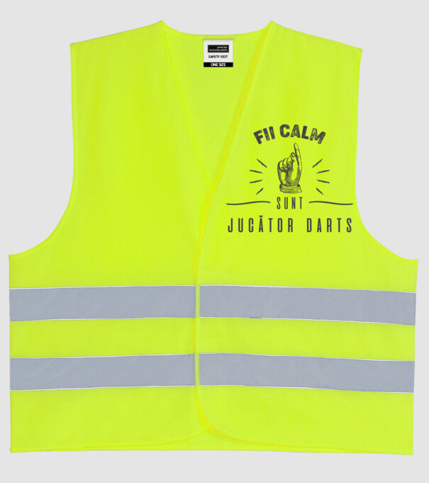 fii calm, sunt jucător darts model galben neon pe tricou