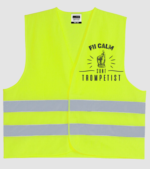 fii calm, sunt trompetist model galben neon pe tricou