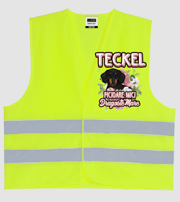 teckel : picioare mici dragoste mare model galben neon pe tricou