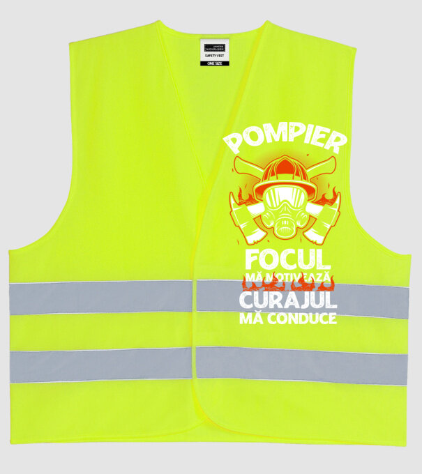 Focul mă motivează, curajul mă conduce Pompier model galben neon pe tricou